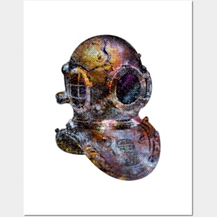 Cool Rusty Steampunk Diver's Helmet Posters and Art